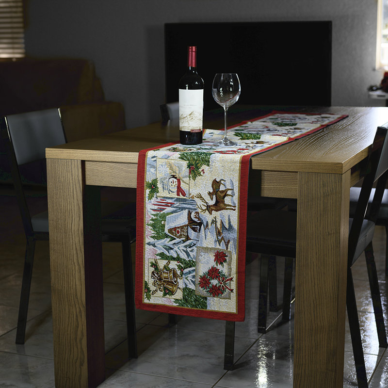 The Holiday Aisle® Holiday Tapestry Christmas Scenery Table Runner